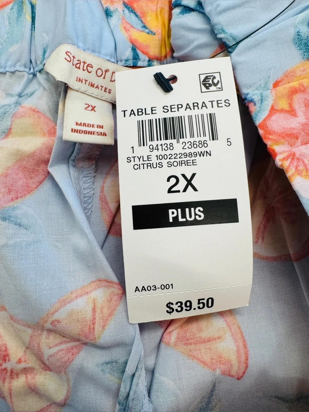 State of Day Citrus Print Pajama Pants, Size 2X - NWT - Picture 8 of 9